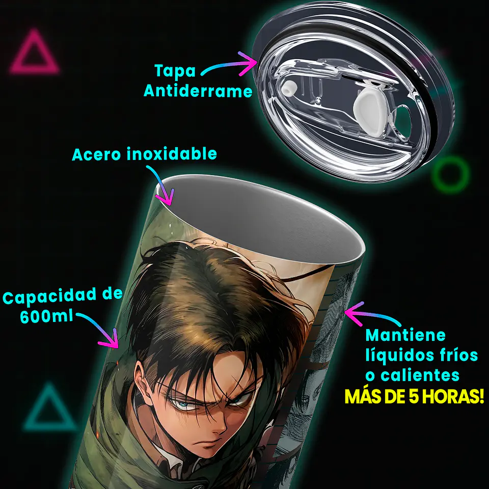 Vaso térmico 600ml - Diseño Levi Ackerman Humanity's Strongest 4