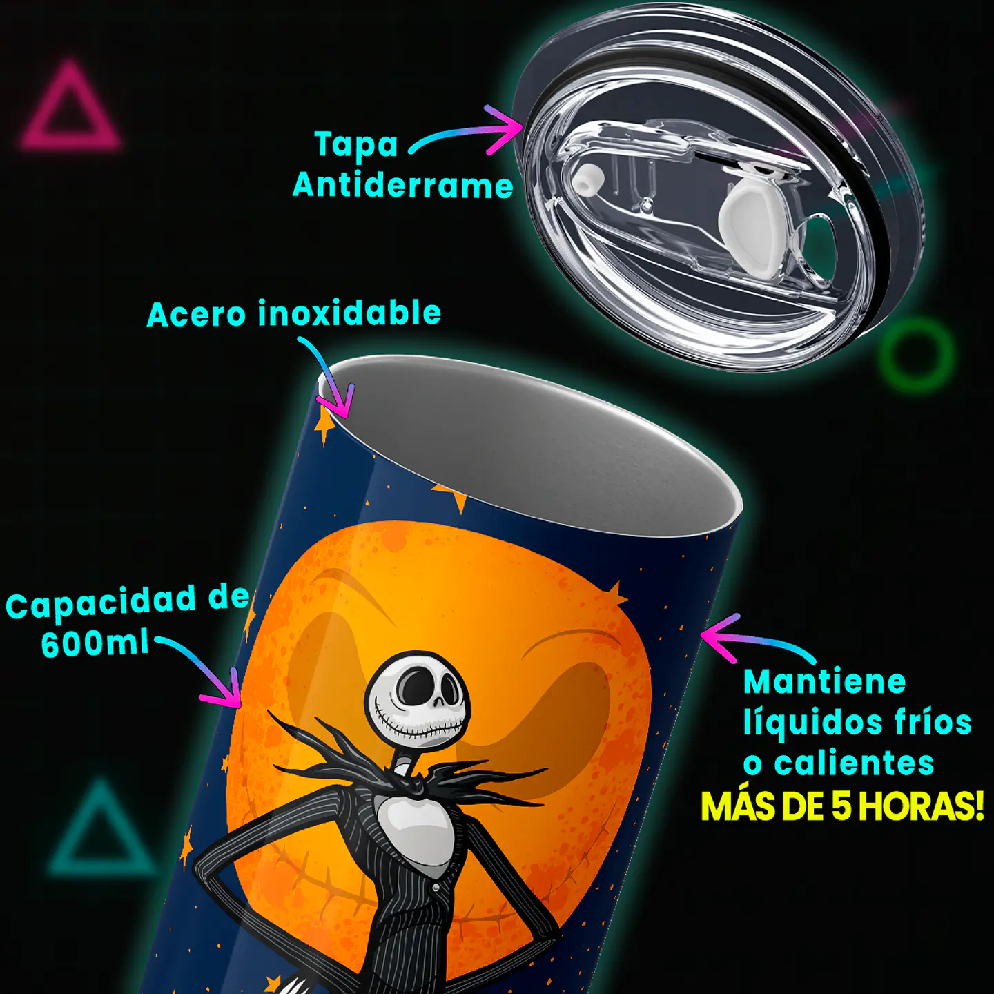 Vaso térmico 600ml - Diseño Jack Skellington Moonlight King 3