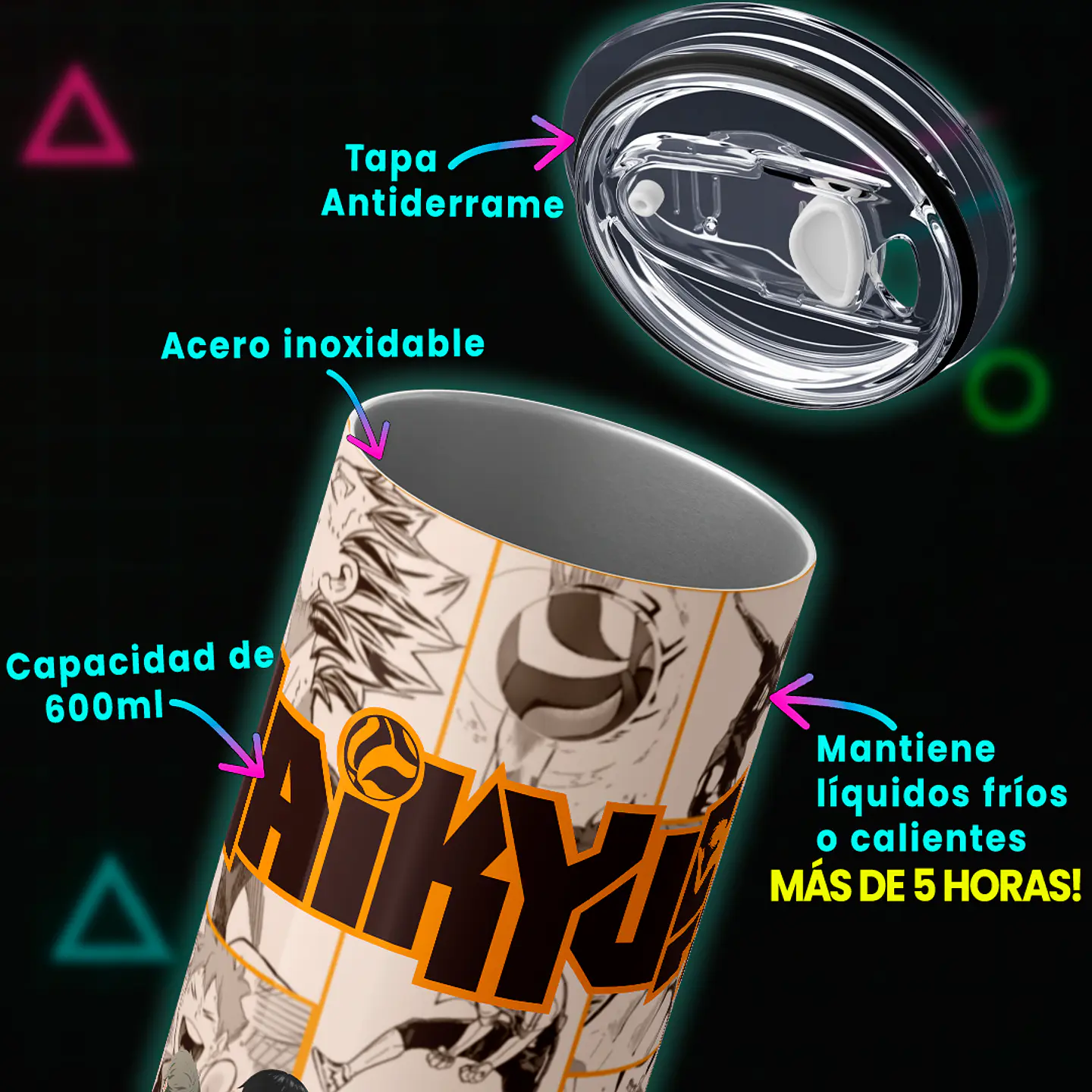 Vaso térmico 600ml - Diseño Haikyuu!! Karasuno Team Pride 4