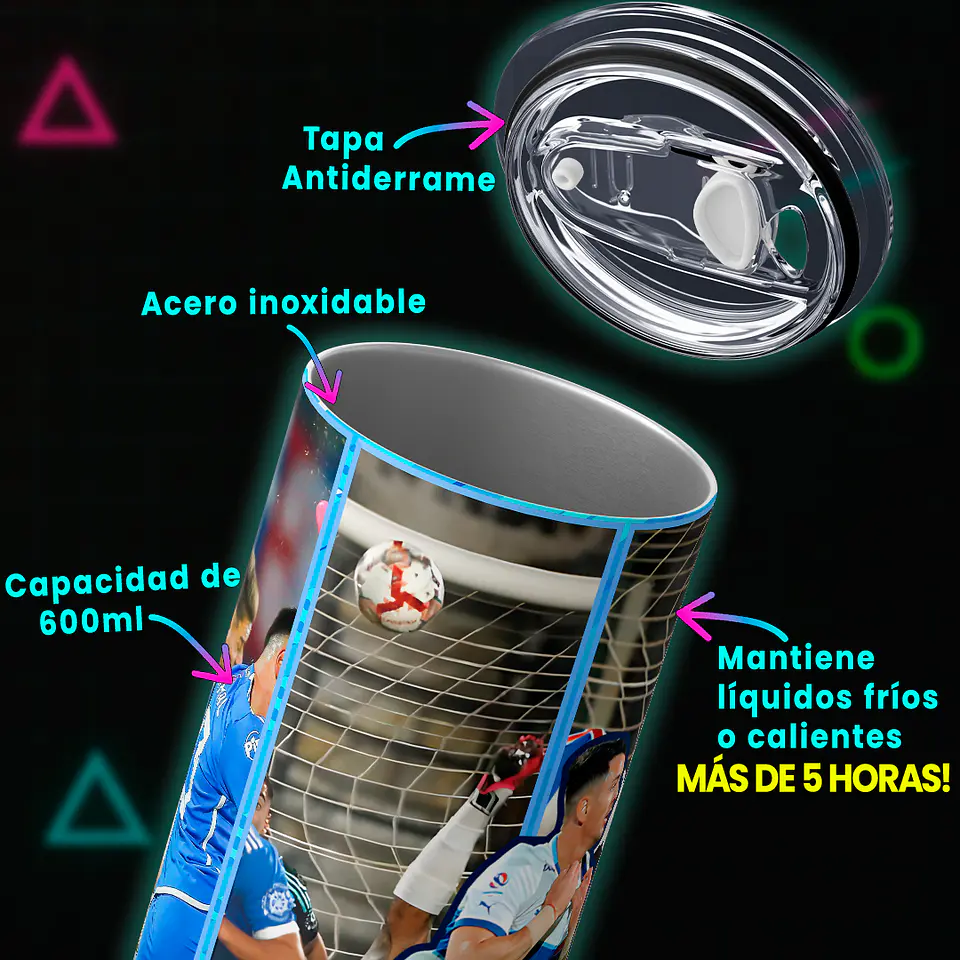 Vaso térmico 600ml - Diseño UC Gol del Silencio Icónico 4