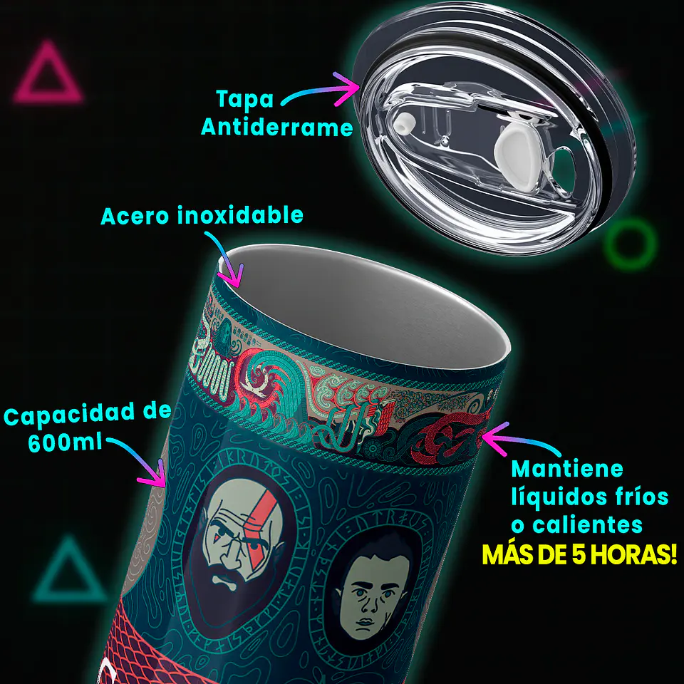 Vaso térmico 600ml - Diseño God of War Ragnarök Mythic Mural 4