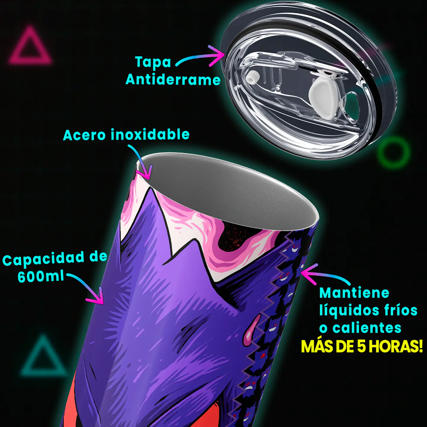 Vaso térmico 600ml - Diseño Gengar Shadow Moon 4