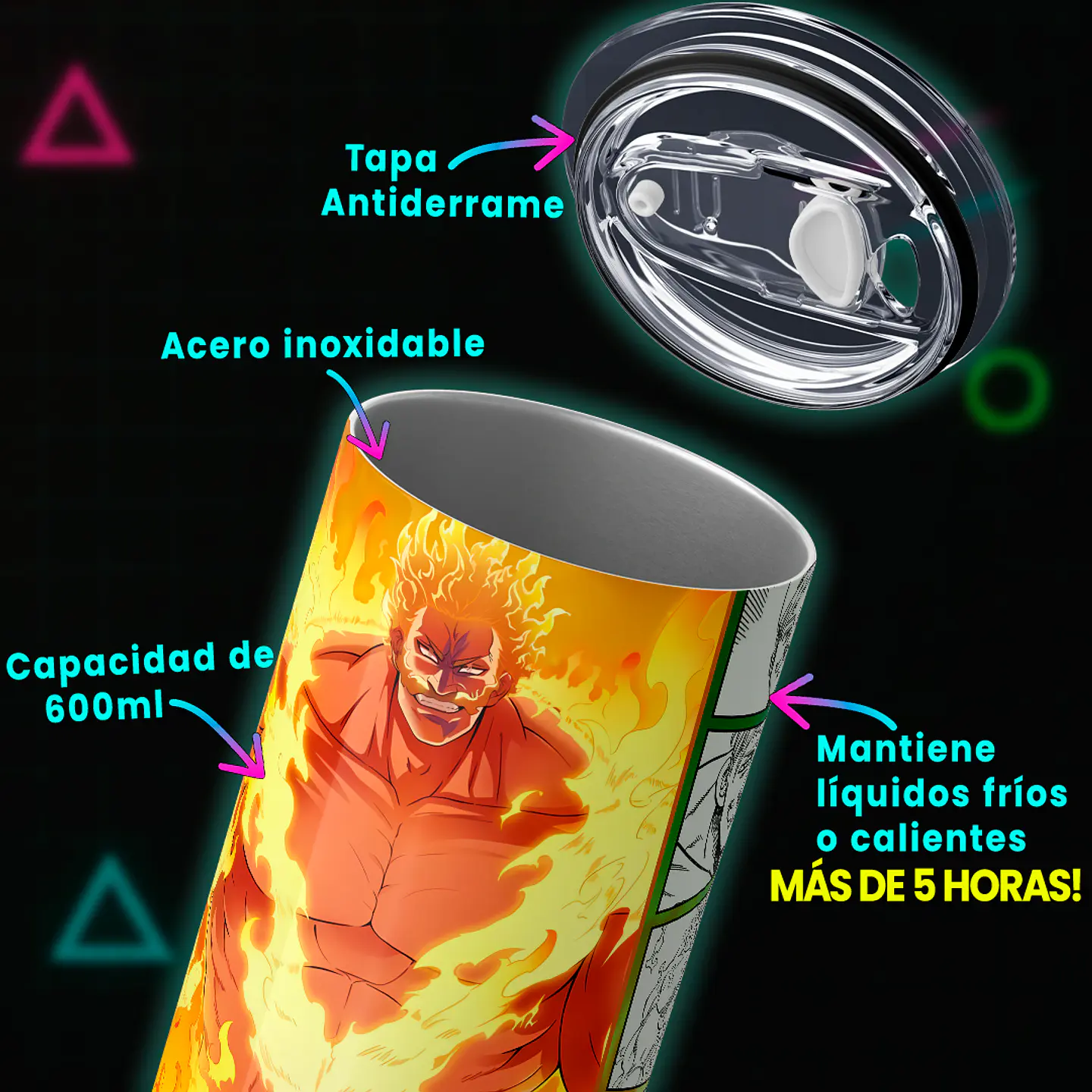 Vaso térmico 600ml - Diseño Escanor Lion's Sin of Pride 4