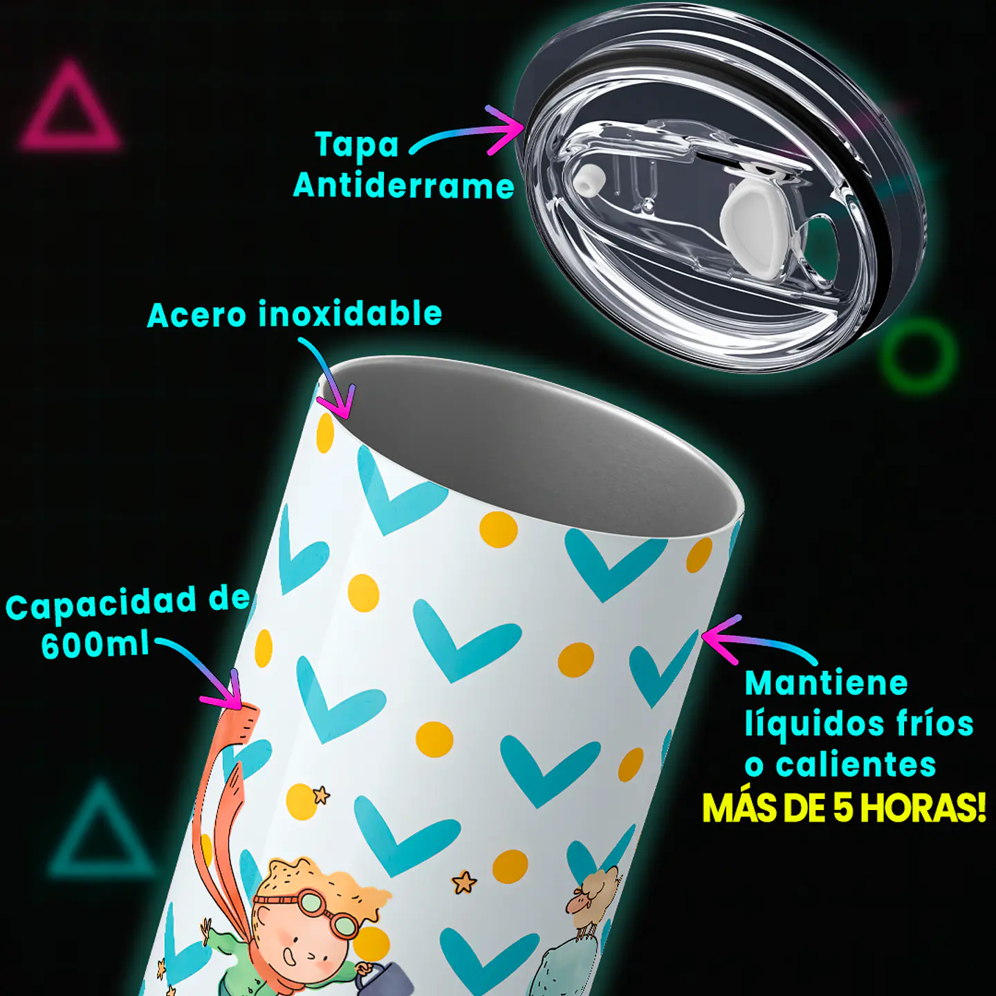 Vaso térmico 600ml - Diseño Principito & Zorro Amistad 3