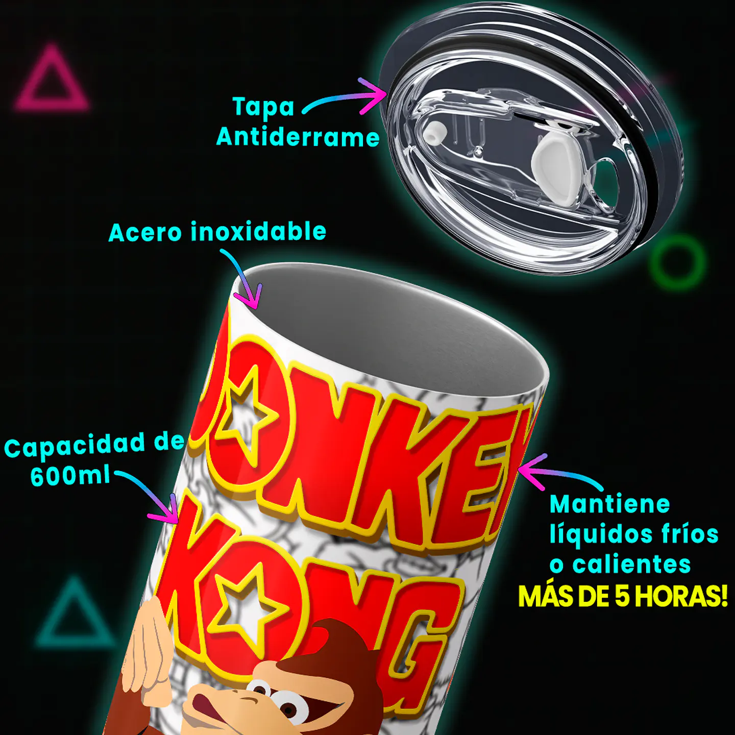 Vaso térmico 600ml - Diseño Donkey Kong Sketch Graffiti 4