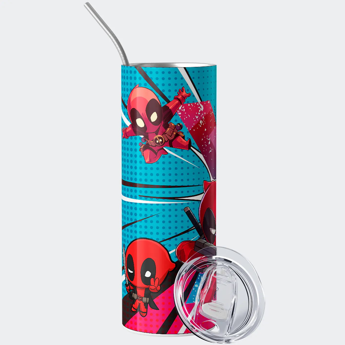 Vaso térmico 600ml - Diseño Deadpool & Wolverine Chibi Chaos 2