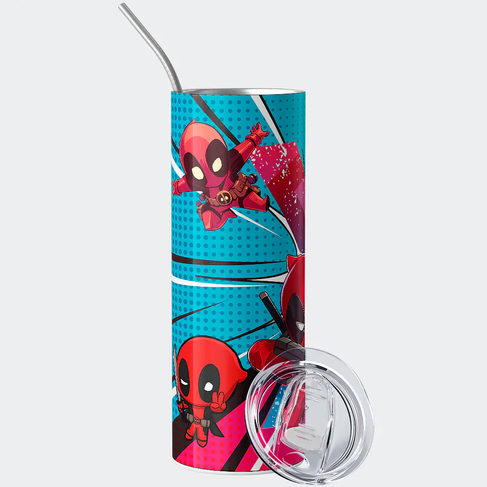 Vaso térmico 600ml - Diseño Deadpool & Wolverine Chibi Chaos 2