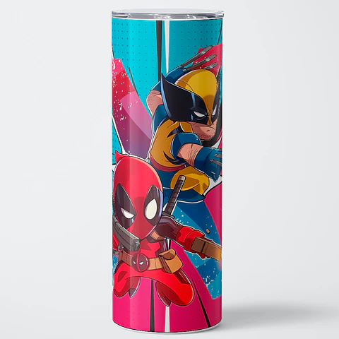 Vaso térmico 600ml - Diseño Deadpool & Wolverine Chibi Chaos