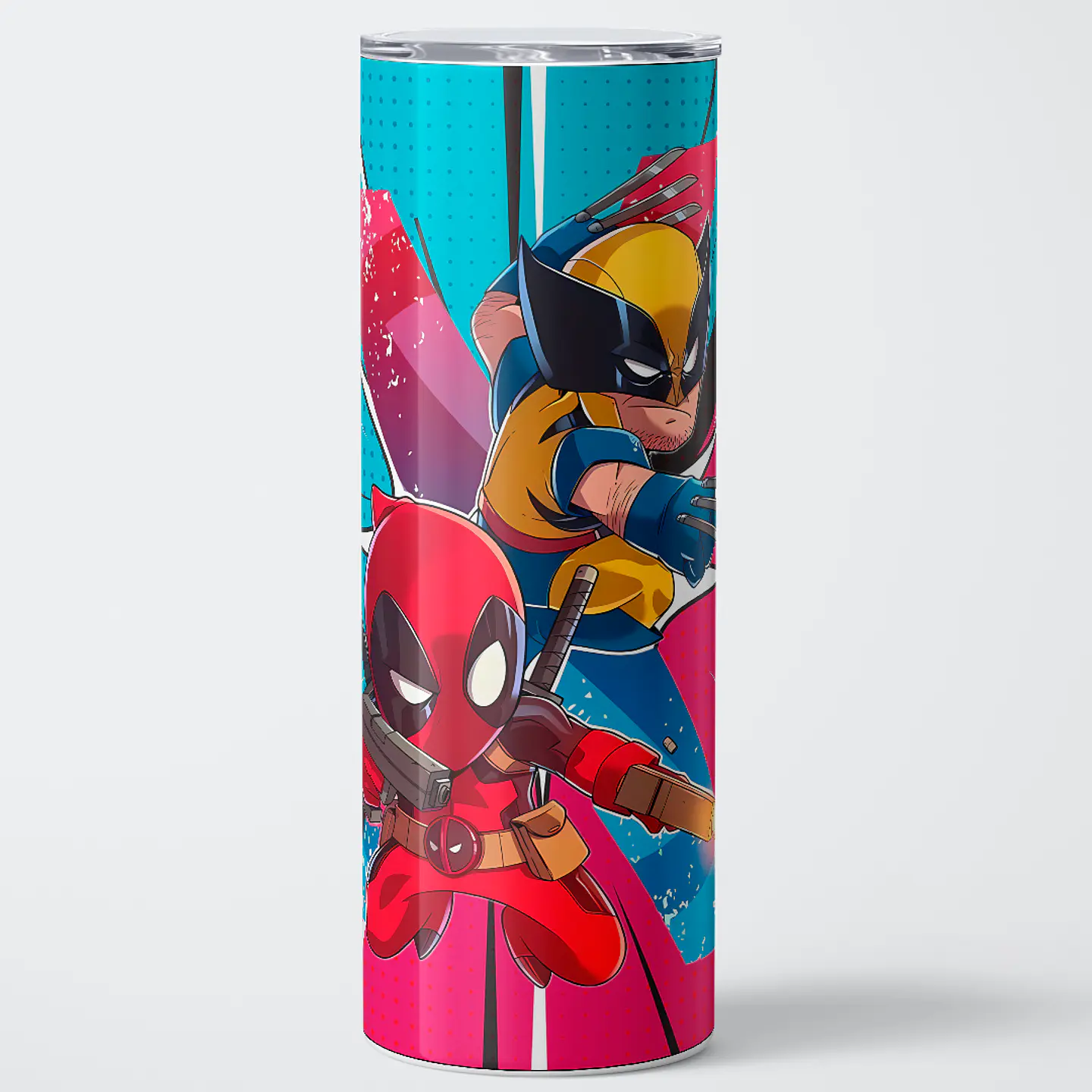 Vaso térmico 600ml - Diseño Deadpool & Wolverine Chibi Chaos 1