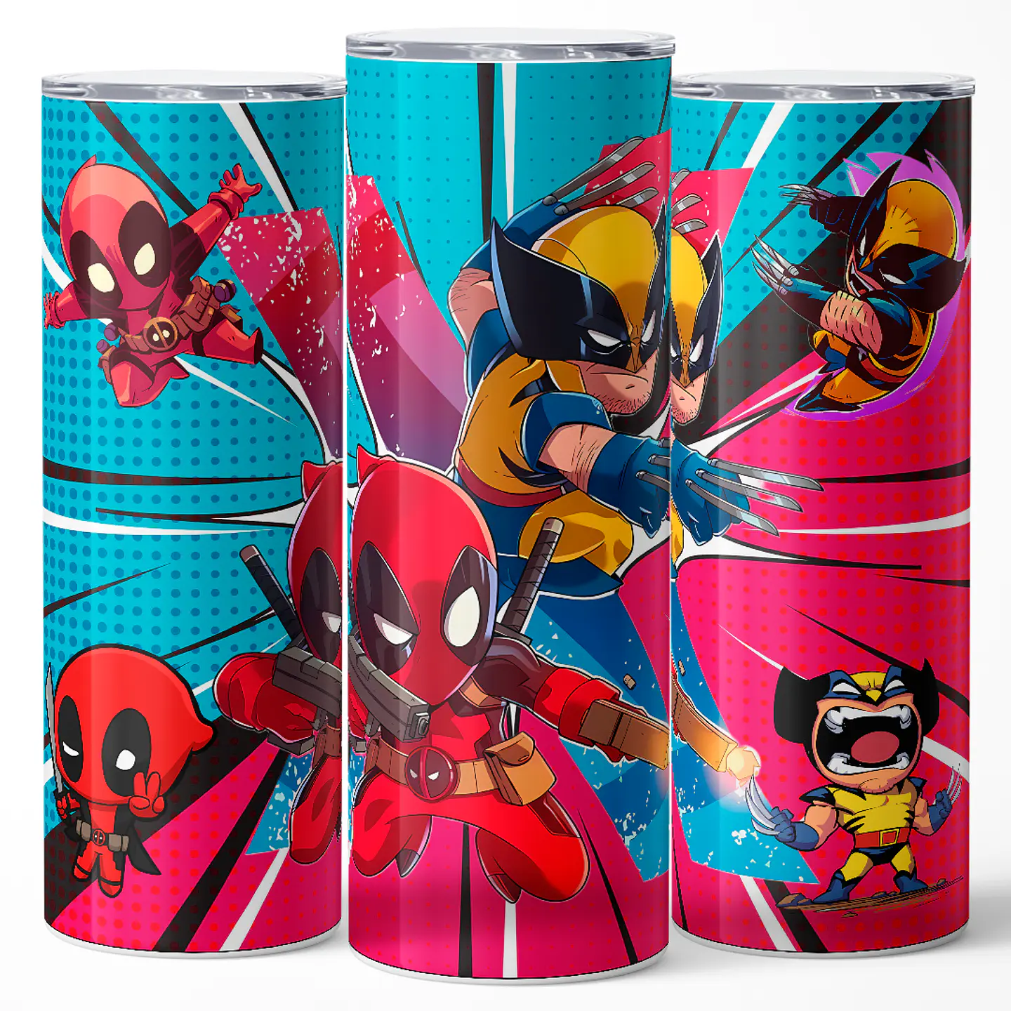 Vaso térmico 600ml - Diseño Deadpool & Wolverine Chibi Chaos 3