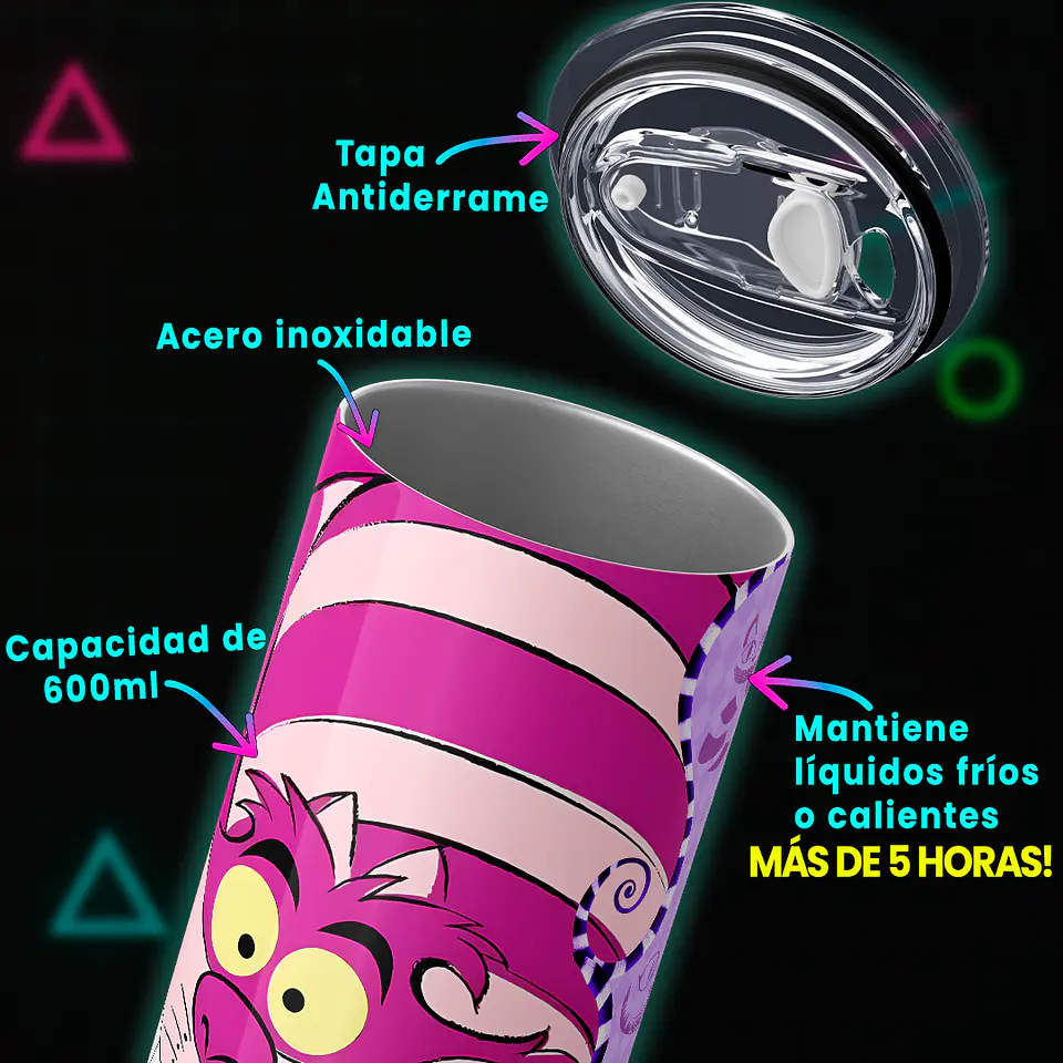 Vaso térmico 600ml - Diseño Cheshire Mad Smile 4
