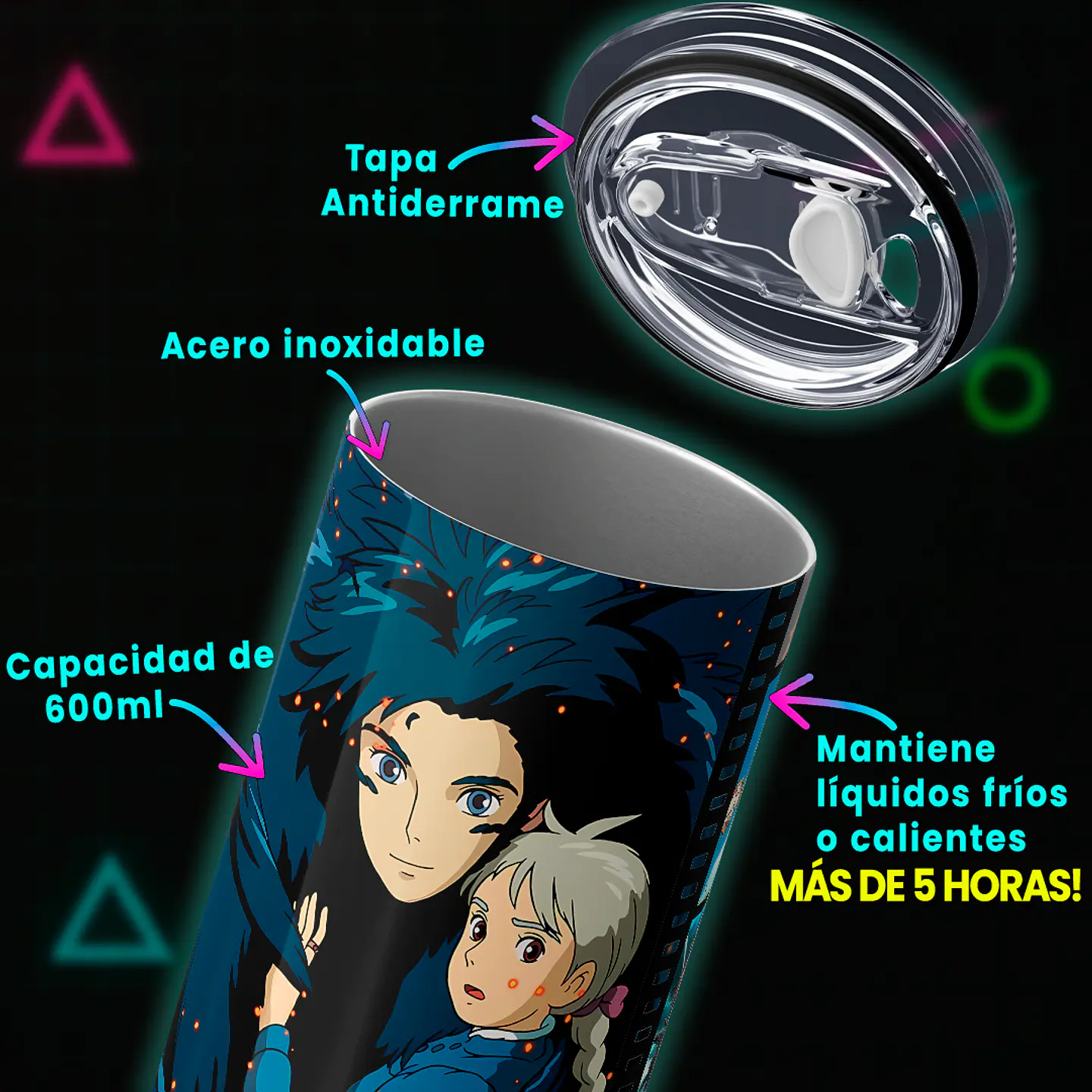 Vaso térmico 600ml - Diseño Howl Moving Cinema 4