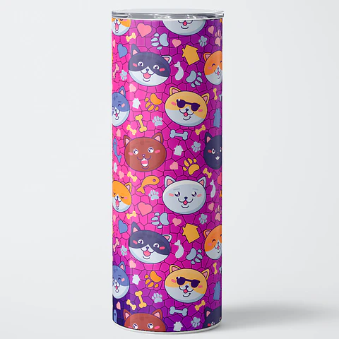 Vaso térmico 600ml - Diseño Kawaii Cats Pattern