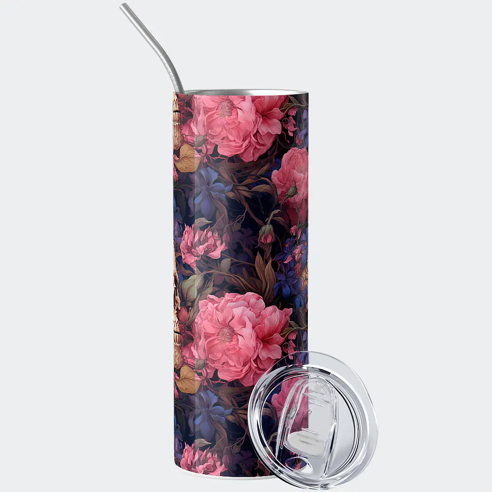 Vaso térmico 600ml - Diseño Skull & Peony Dark Bloom 2