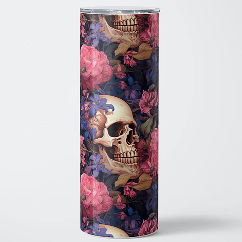 Vaso térmico 600ml - Diseño Skull & Peony Dark Bloom