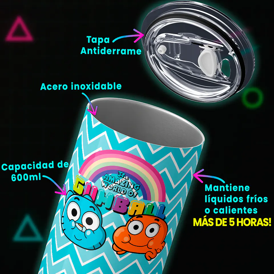 Vaso térmico 600ml - Diseño Gumball & Darwin Zigzag 3