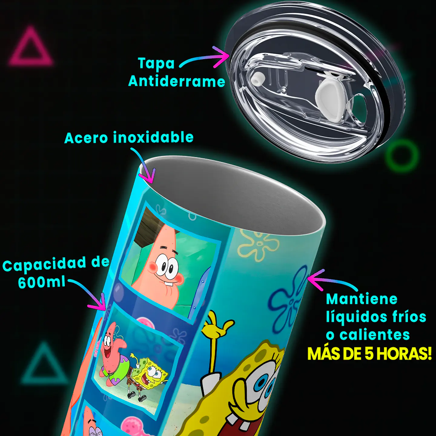 Vaso térmico 600ml - Diseño Bob Esponja Best Friends 4