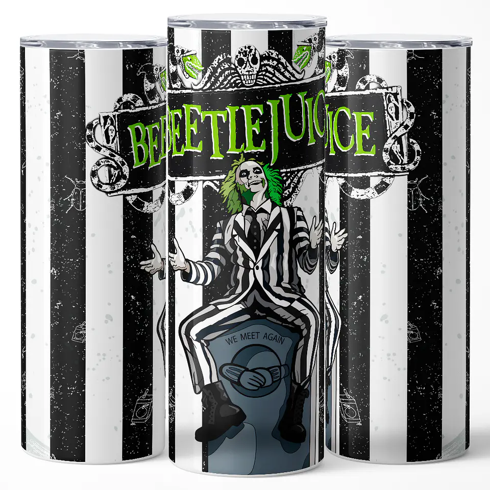Vaso térmico 600ml - Diseño Beetlejuice Ghostly Stripes 3