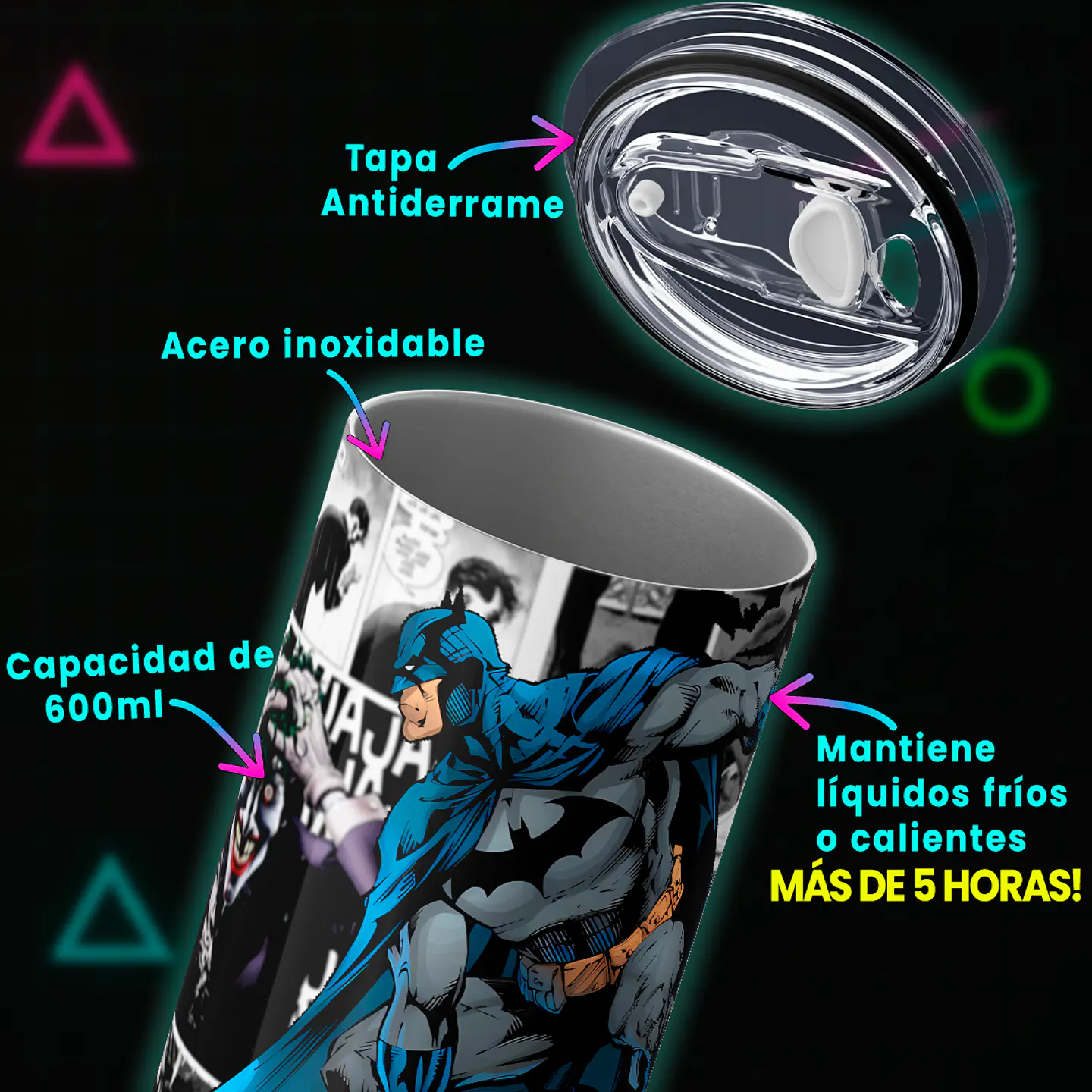 Vaso térmico 600ml - Diseño Batman Comic 4