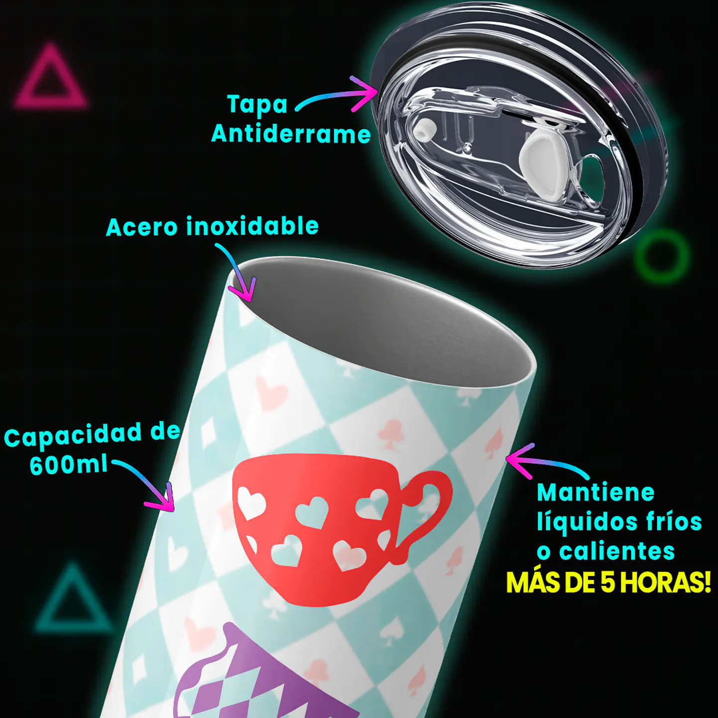 Vaso térmico 600ml - Diseño Alice Wonderland Mad Tea 3