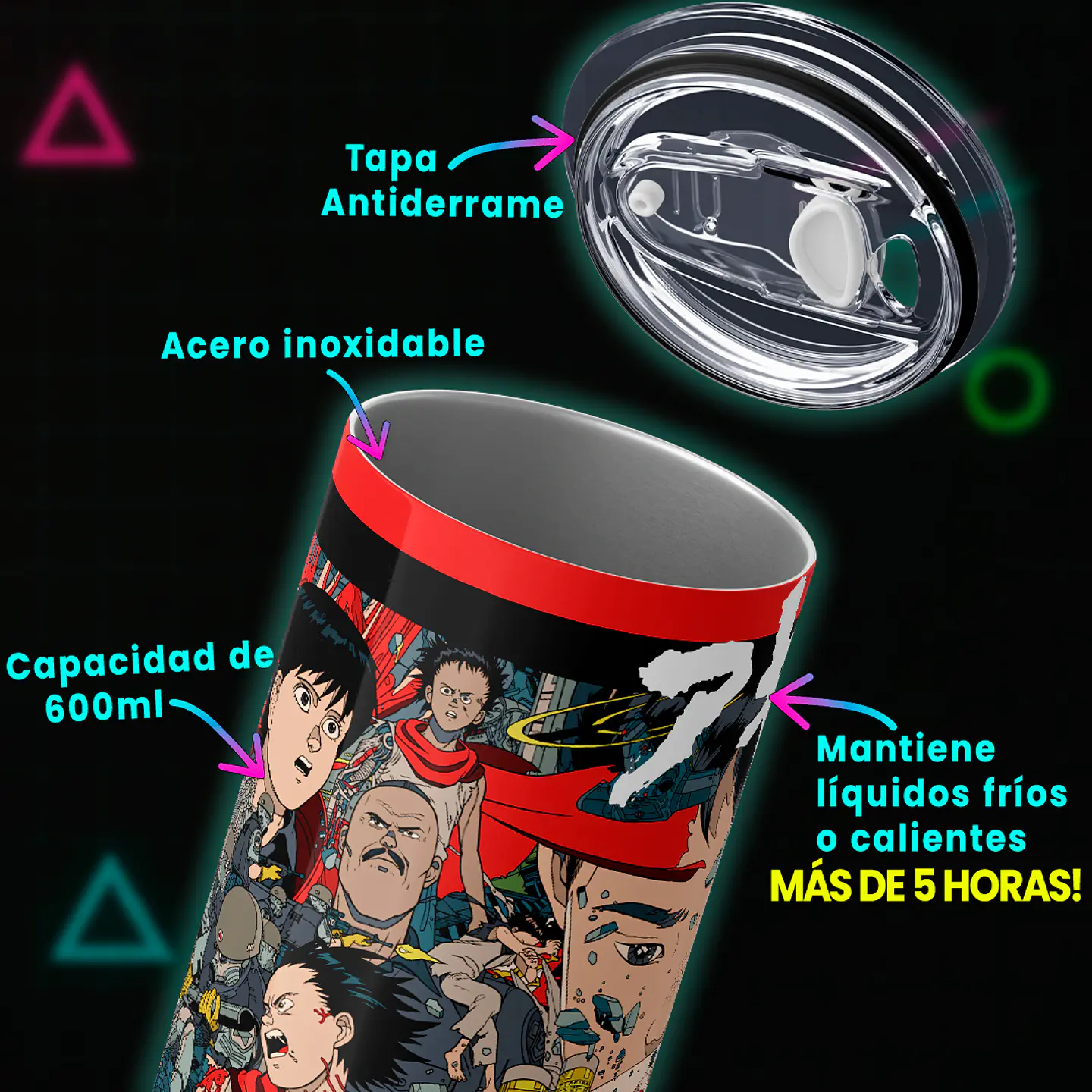 Vaso térmico 600ml - Diseño Akira Neo-Tokyo Chaos 4
