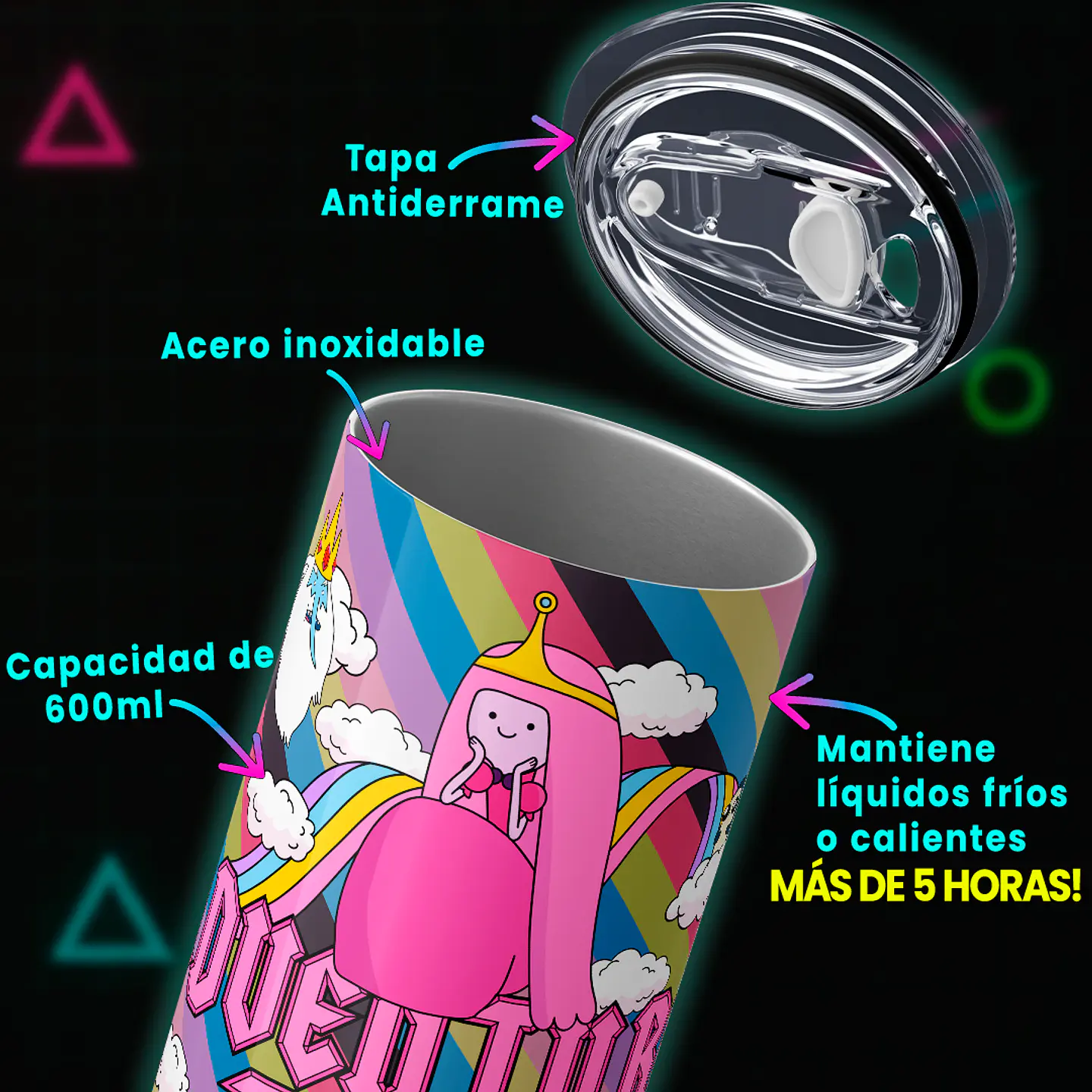Vaso térmico 600ml - Diseño Adventure Time Candy Rainbow 4