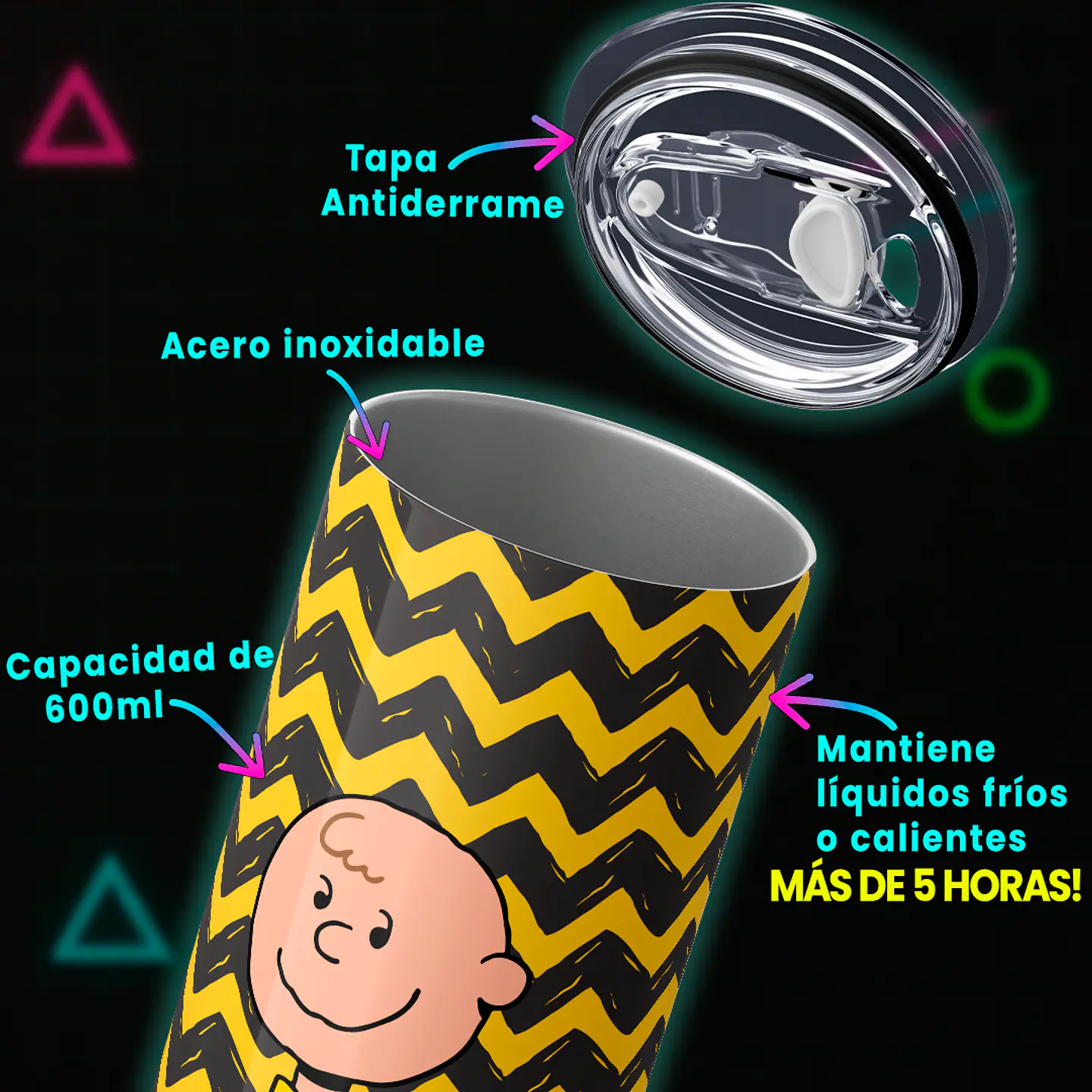 Vaso térmico 600ml - Diseño Charlie & Joe Cool Zigzag 3