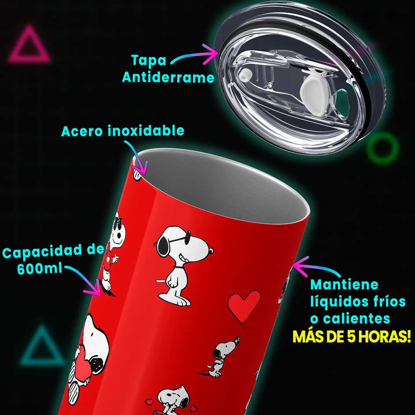 Vaso térmico 600ml - Diseño Snoopy Red Passion & Joe Cool 3