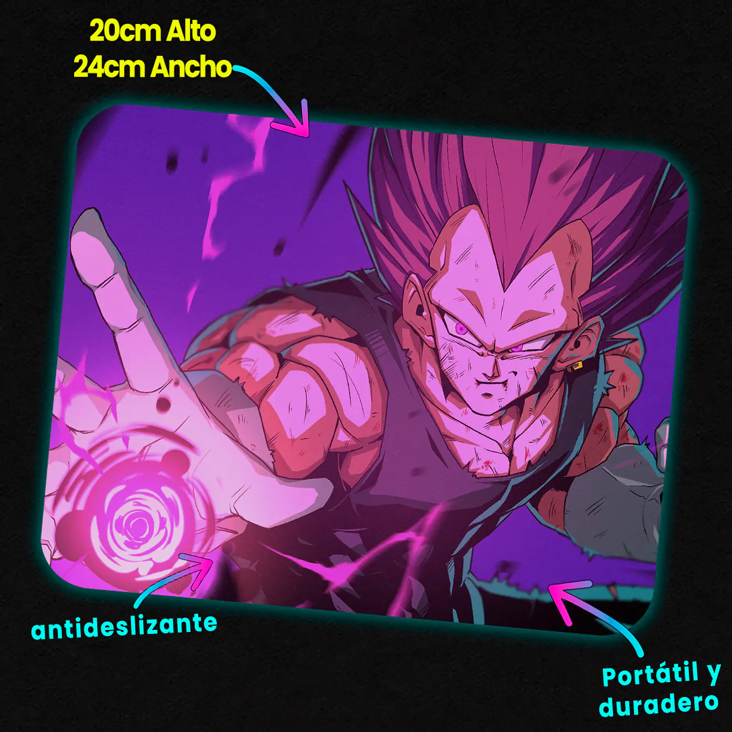 Mousepad 20x24 cm - Diseño Vegeta Ultra Ego Hakai 2