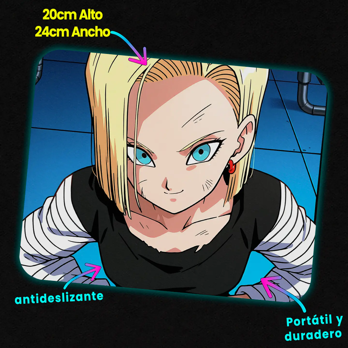 Mousepad 20x24 cm - Diseño Androide 18 Cyborg Style 2