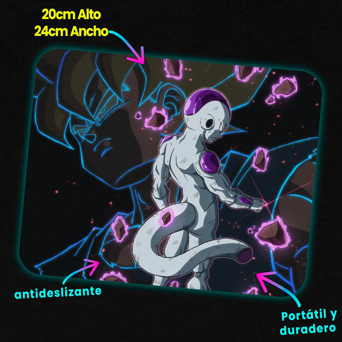 Mousepad 20x24 cm - Diseño Frieza Final Form Neon Glow 2