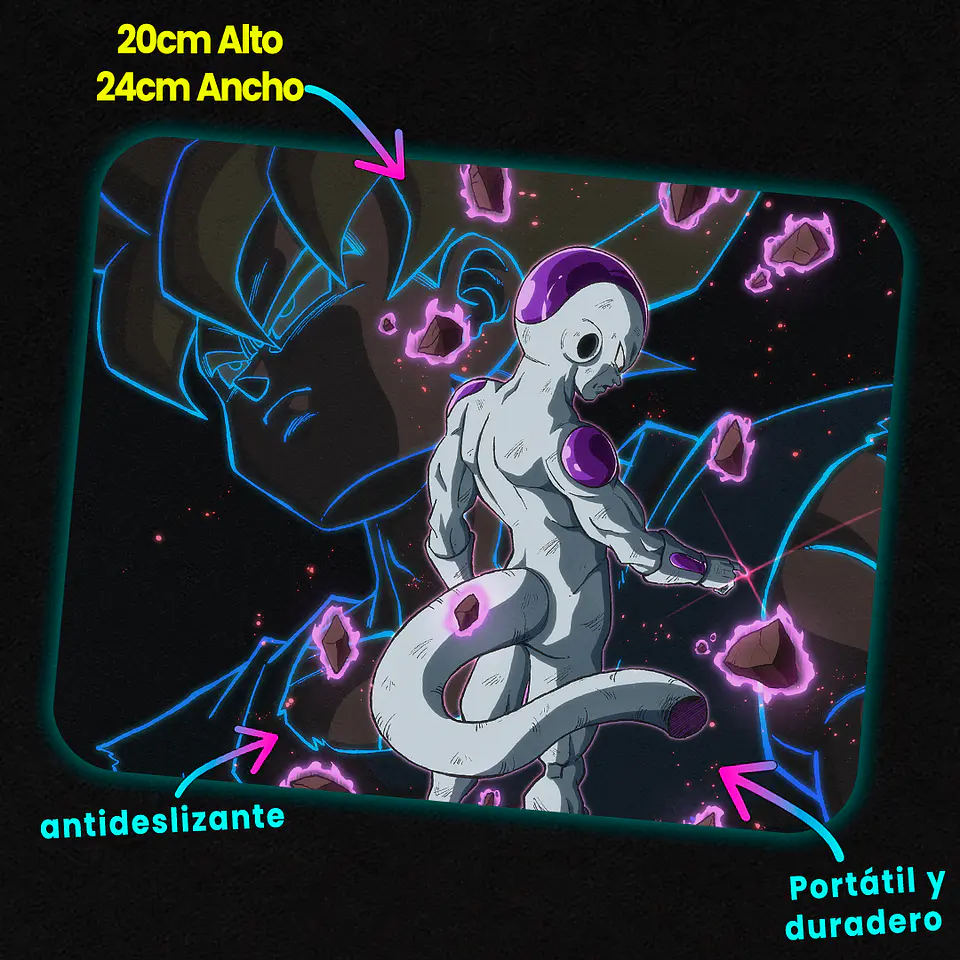 Mousepad 20x24 cm - Diseño Frieza Final Form Neon Glow 2