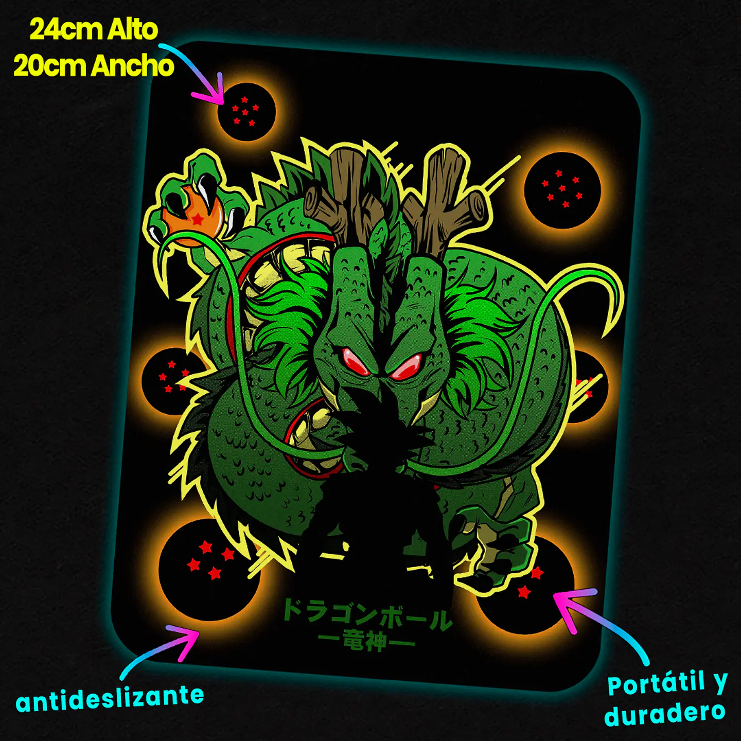 Mousepad 20x24 cm - Diseño Shenlong Dark Glow 2
