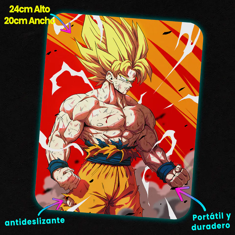 Mousepad 20x24 cm - Diseño Goku Super Saiyan Rage 2