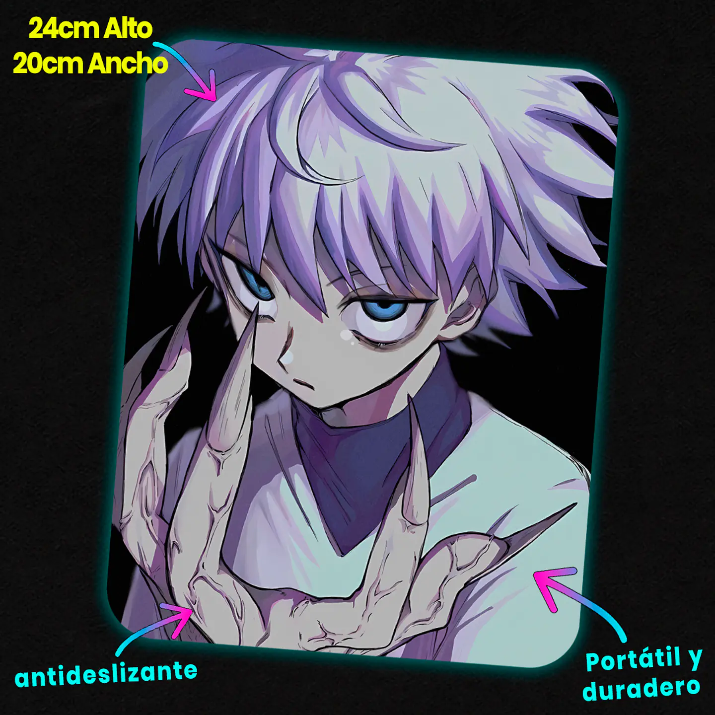 Mousepad 20x24 cm - Diseño Killua Zoldyck Godspeed Aura 2