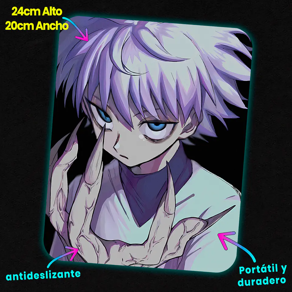 Mousepad 20x24 cm - Diseño Killua Zoldyck Godspeed Aura 2