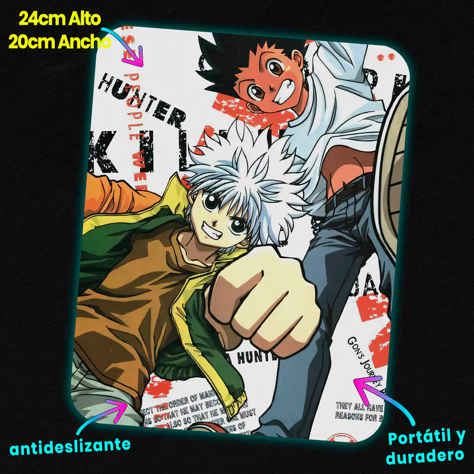 Mousepad 20x24 cm - Diseño Gon & Killua Hunter Dash 2