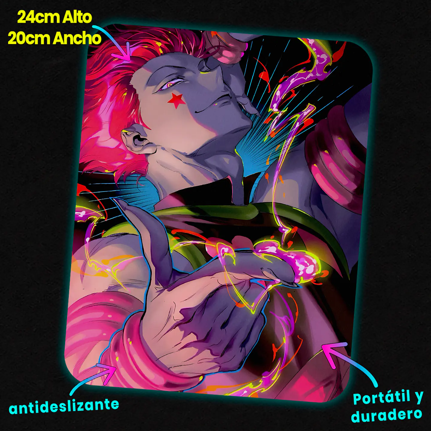 Mousepad 20x24 cm - Diseño Hisoka Bungee Gum Neon 2