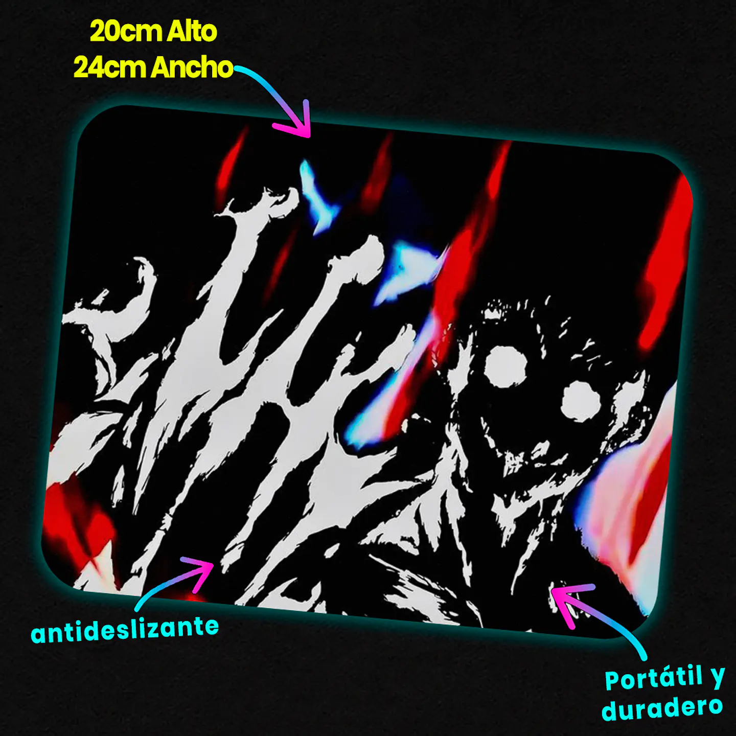 Mousepad 20x24 cm - Diseño Gon Dark Glitch Silhouette 2