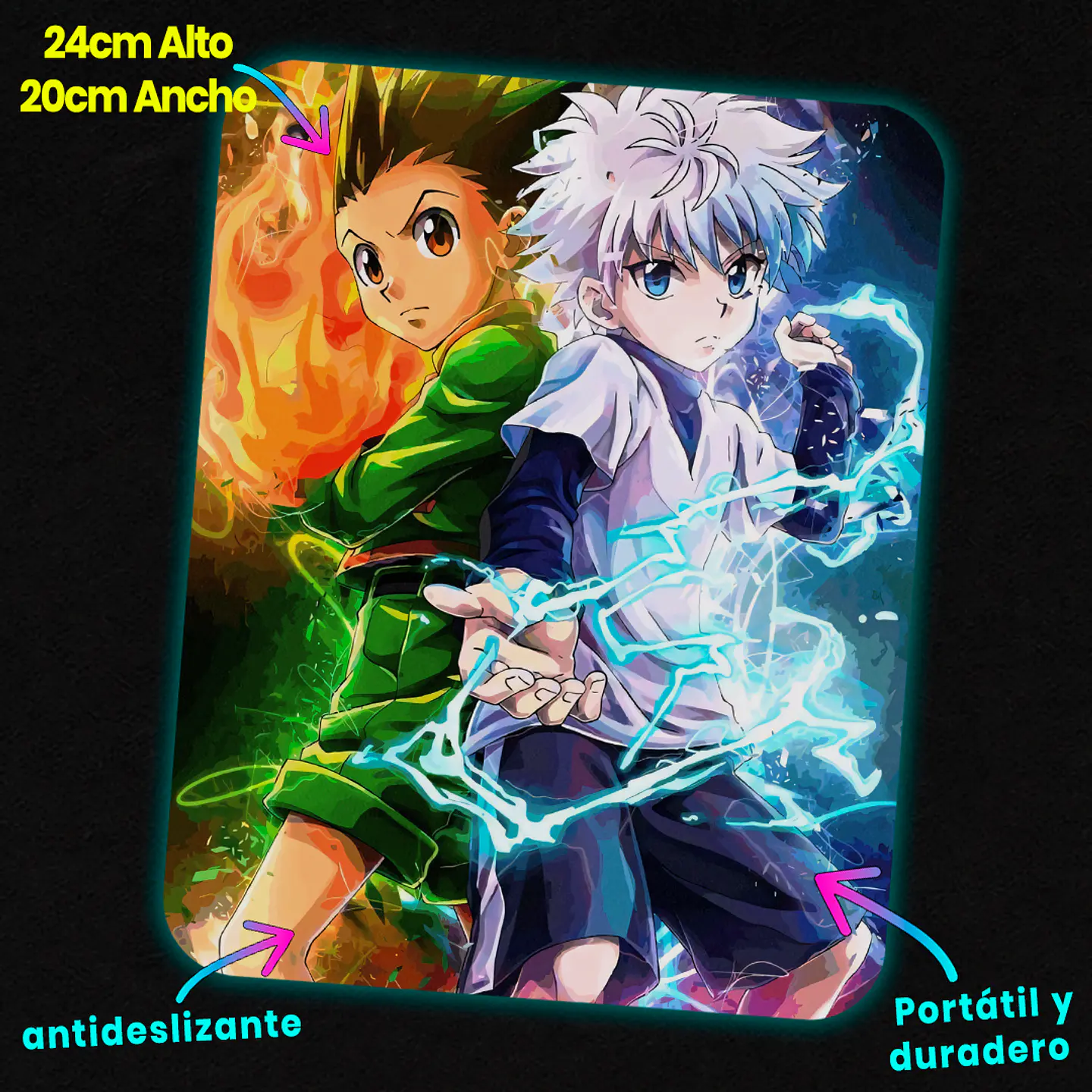 Mousepad 20x24 cm - Diseño Gon & Killua Elemental Nen Power 2