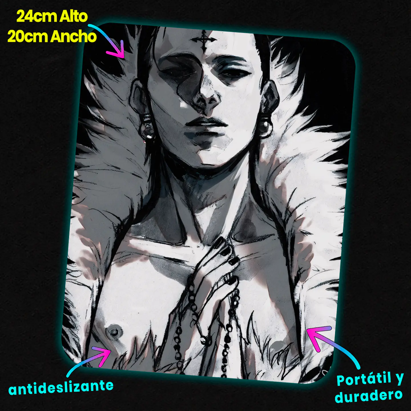 Mousepad 20x24 cm - Diseño Chrollo Lucilfer Noir Sketch 2