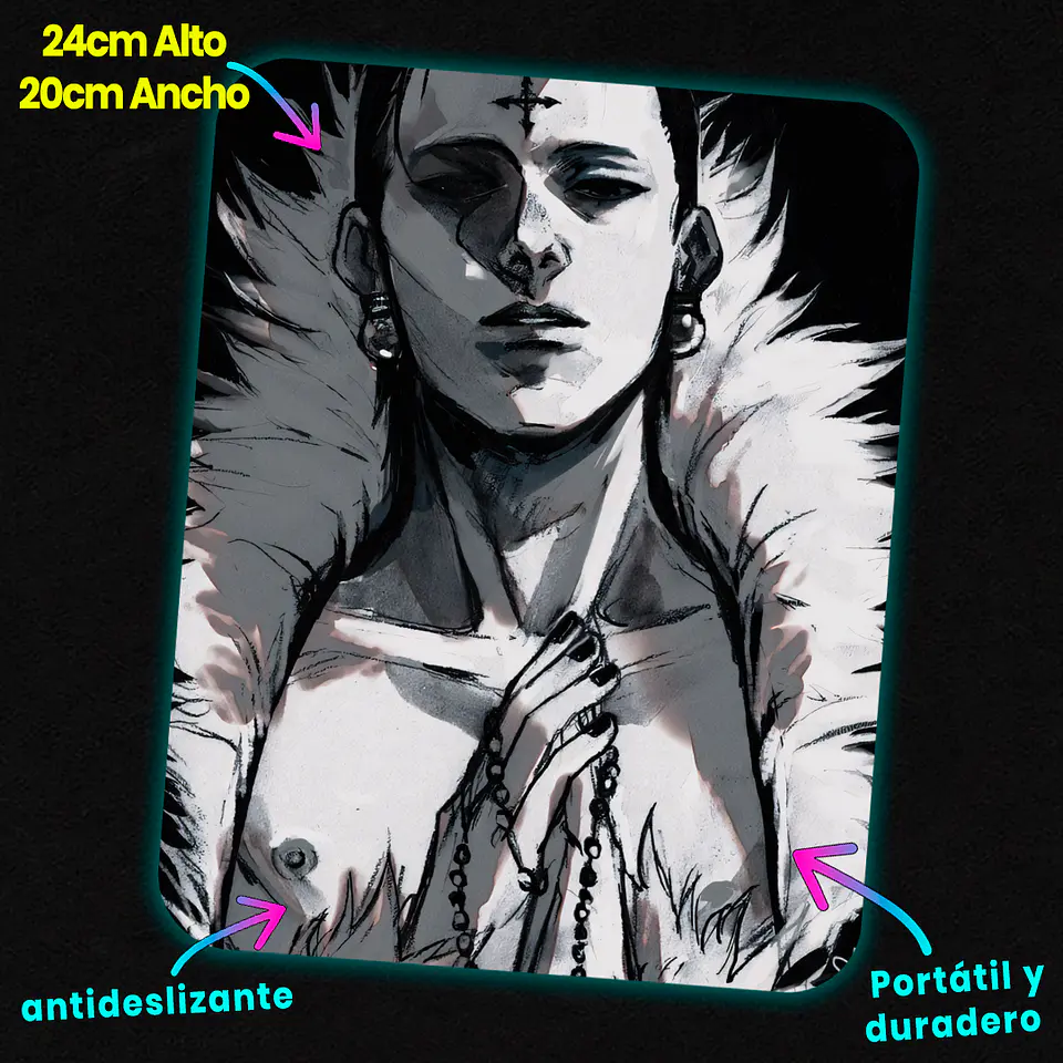 Mousepad 20x24 cm - Diseño Chrollo Lucilfer Noir Sketch 2