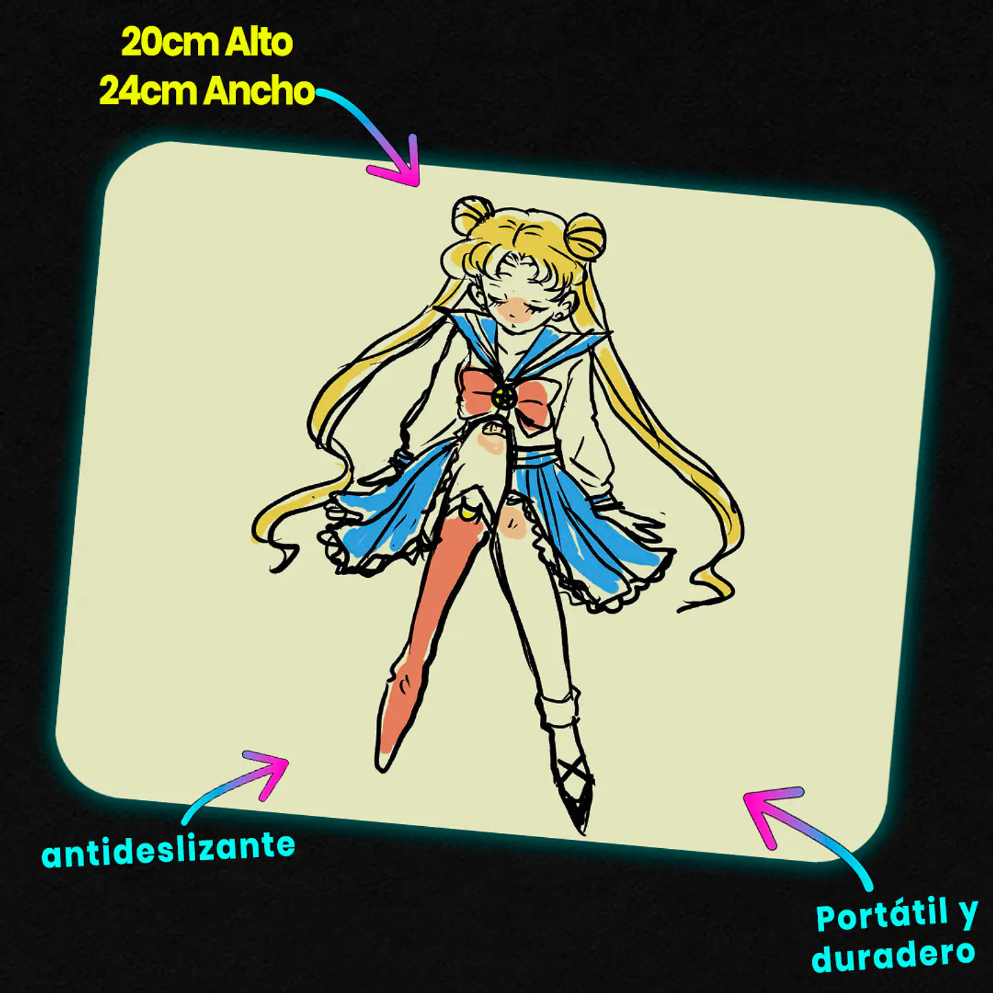 Mousepad 20x24 cm - Diseño Sailor Moon Minimal Sketch 2