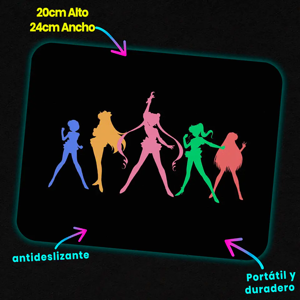 Mousepad 20x24 cm - Diseño Sailor Guardians Silhouettes 2