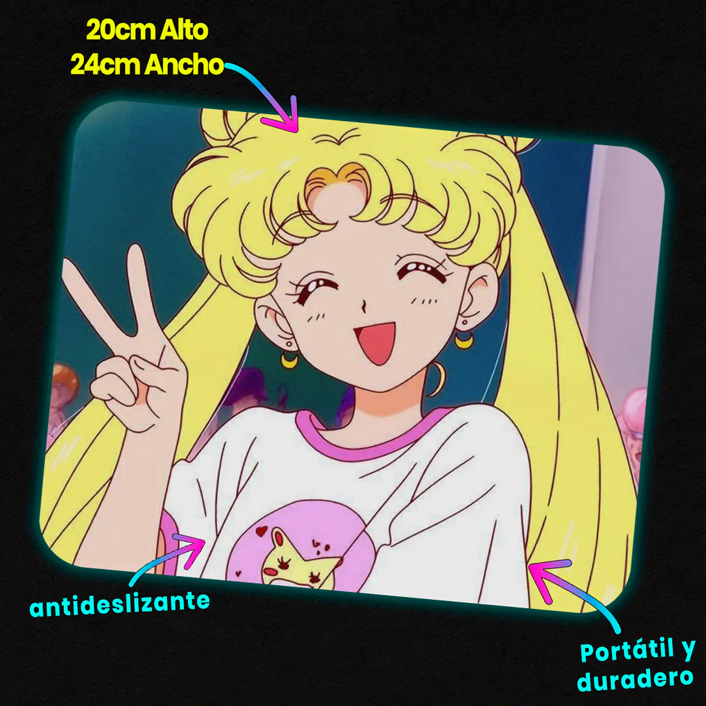 Mousepad 20x24 cm - Diseño Usagi Tsukino Retro Peace 2