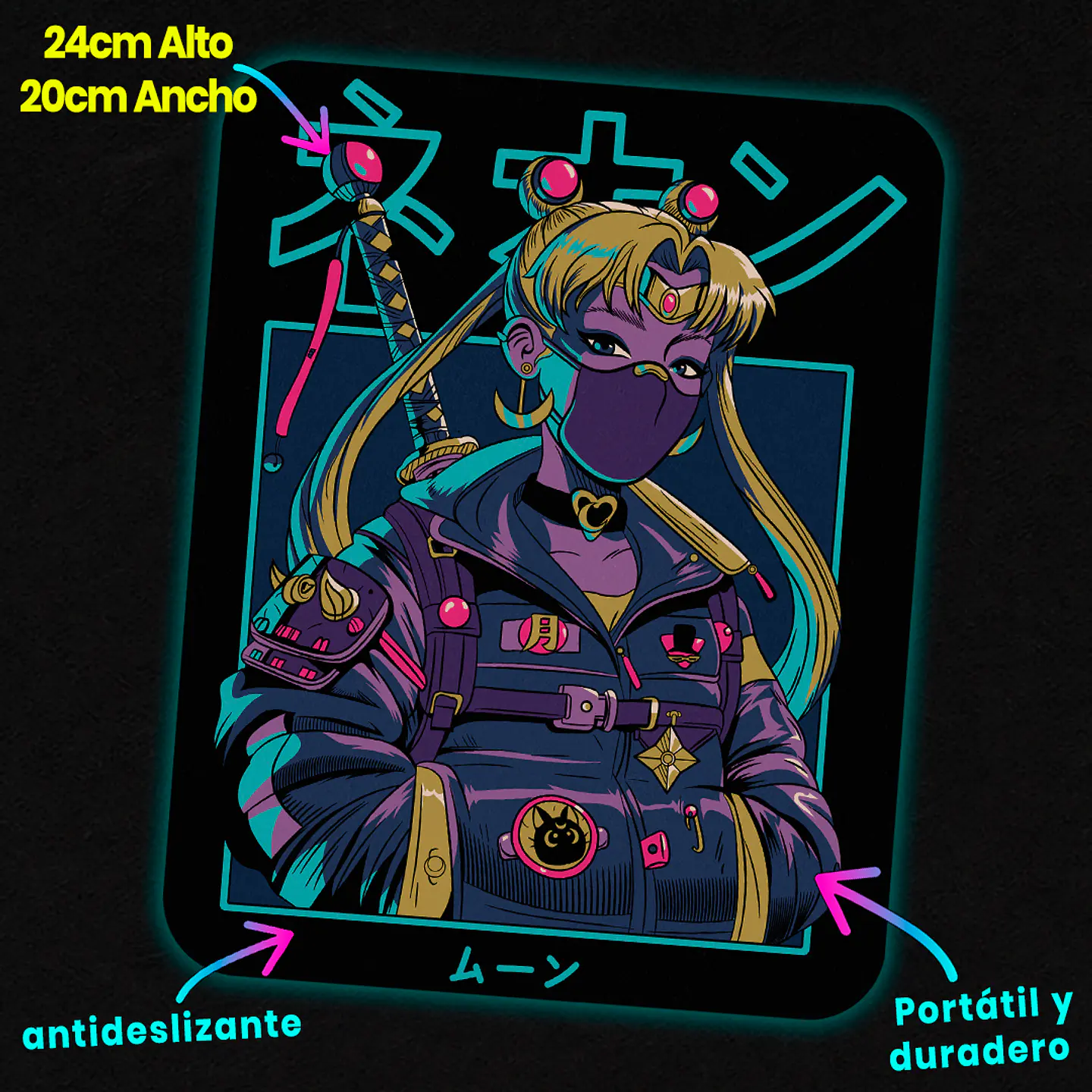Mousepad 20x24 cm - Diseño Sailor Moon Cyber Shinobi Night 2