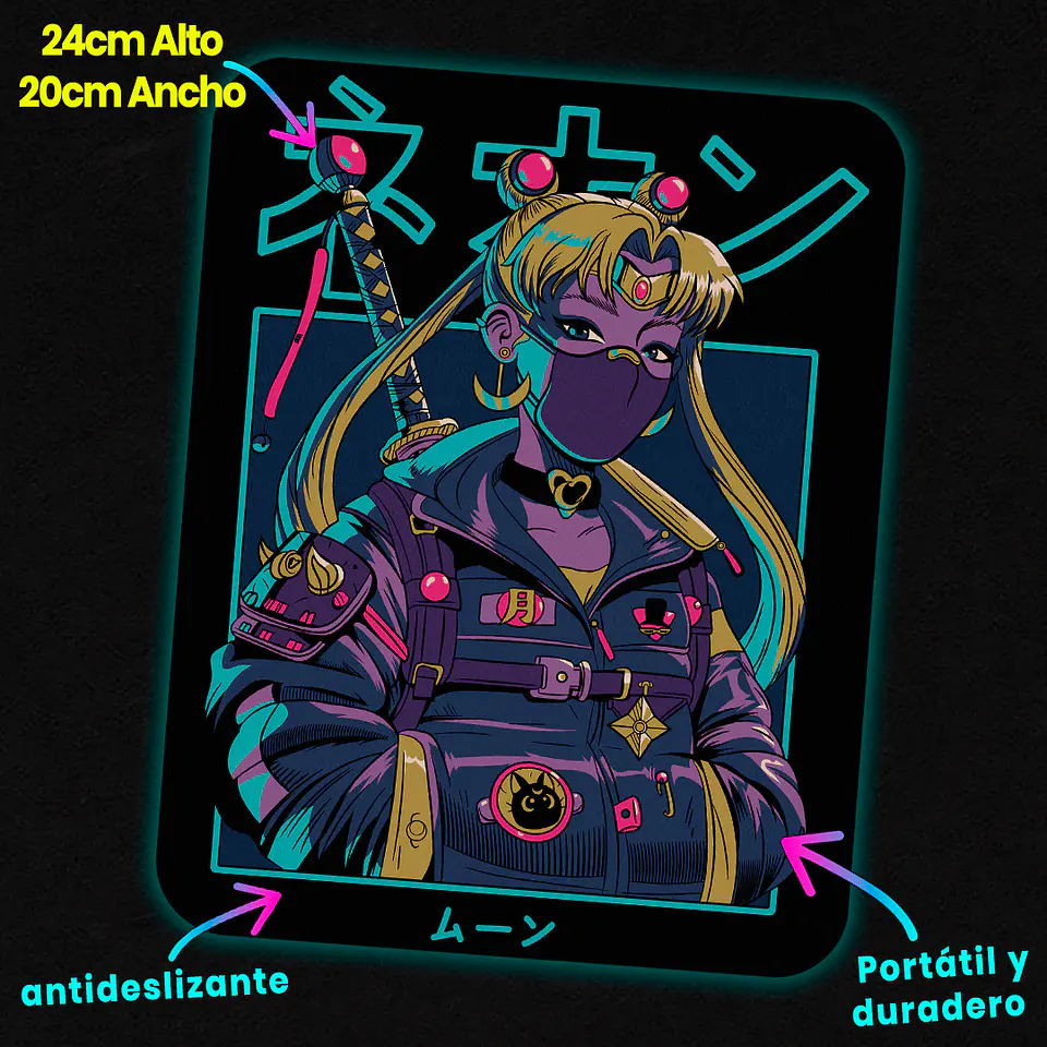 Mousepad 20x24 cm - Diseño Sailor Moon Cyber Shinobi Night 2