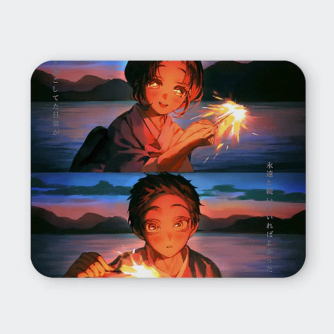 Mousepad 20x24 cm - Diseño Akaza & Koyuki Fireworks Memory