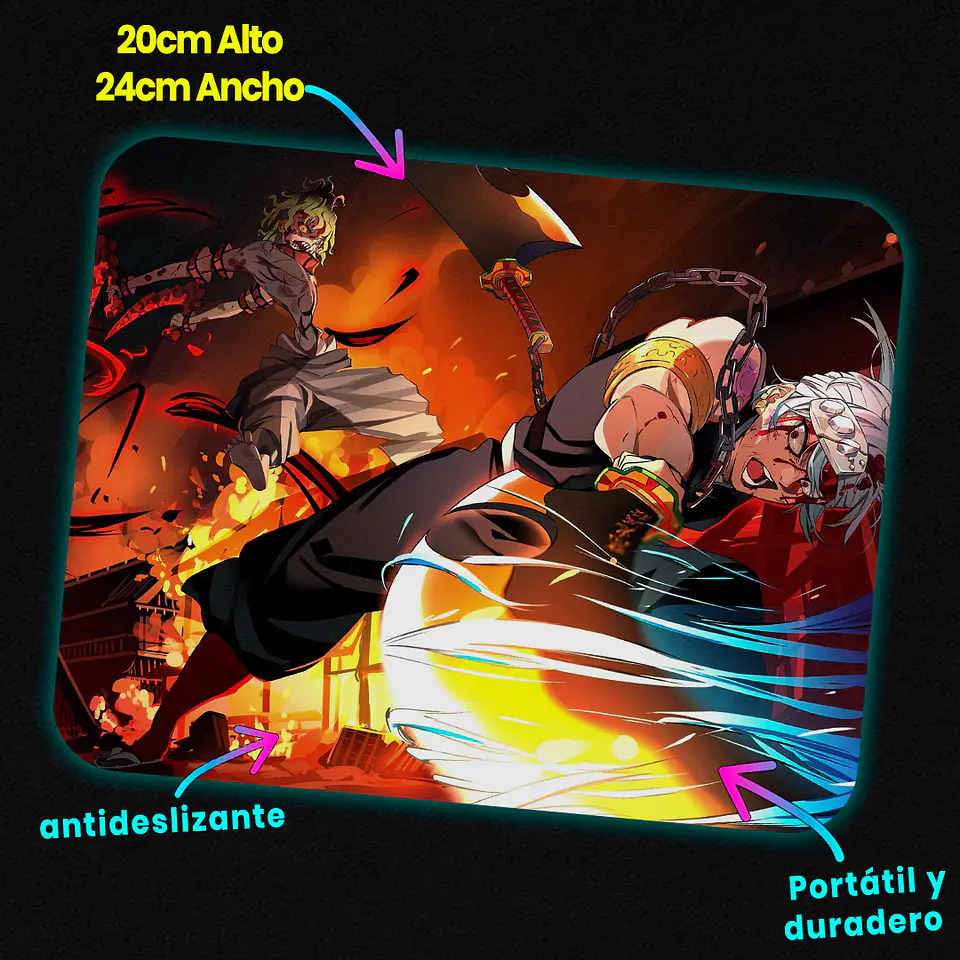Mousepad 20x24 cm - Diseño Tengen vs Gyutaro 2