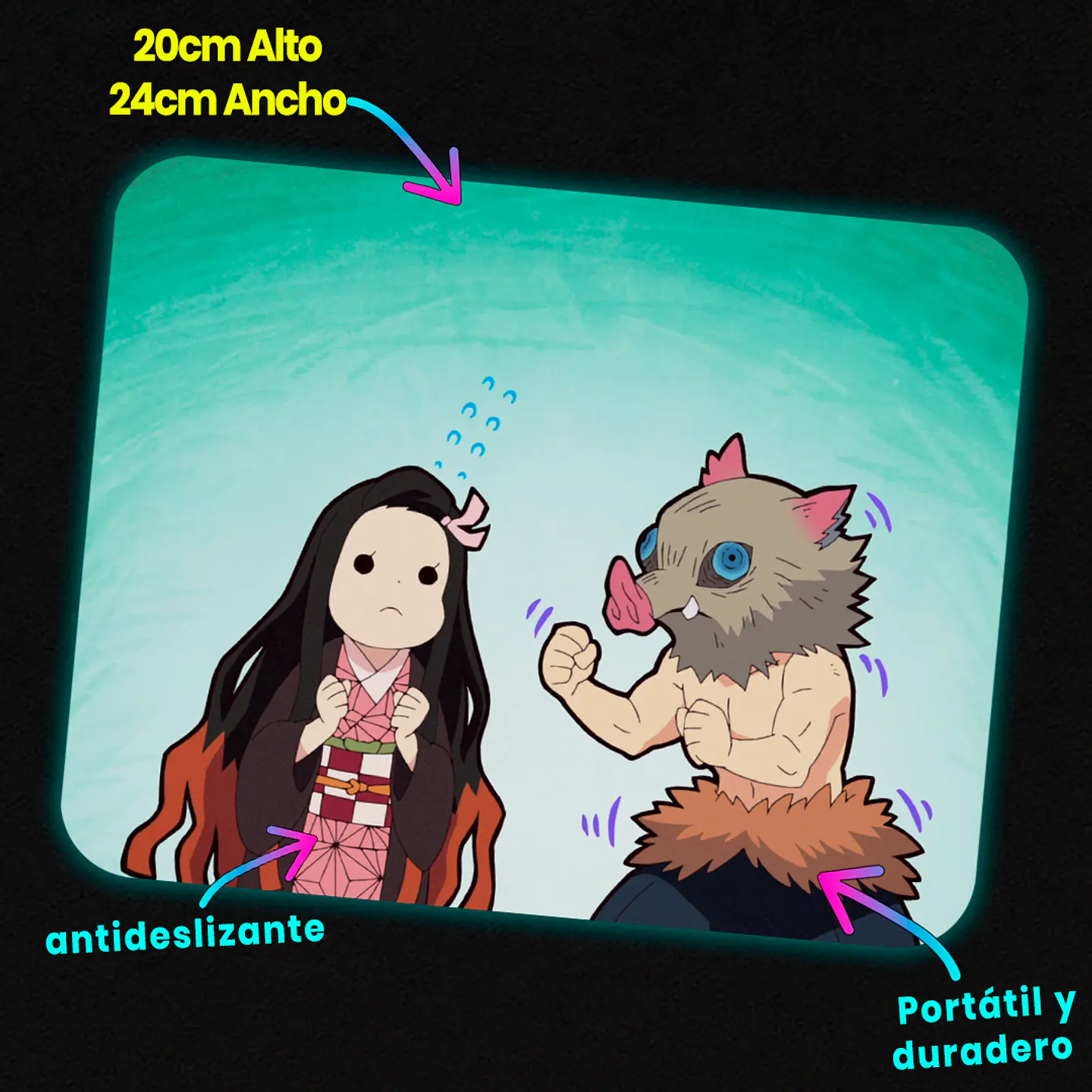 Mousepad 20x24 cm - Diseño Nezuko & Inosuke Funny Chaos 2